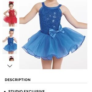 Weissman Blue Dance Costume Sparkly Bodice Tulle Skirt